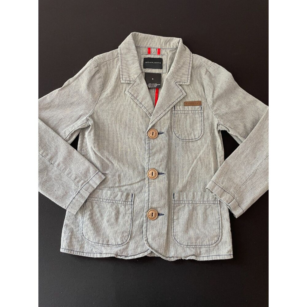 ~ SEAN JOHN Boys' 5 yrs Blazer Chambray Blue 100% Cotton Boy's Pockets 3-button